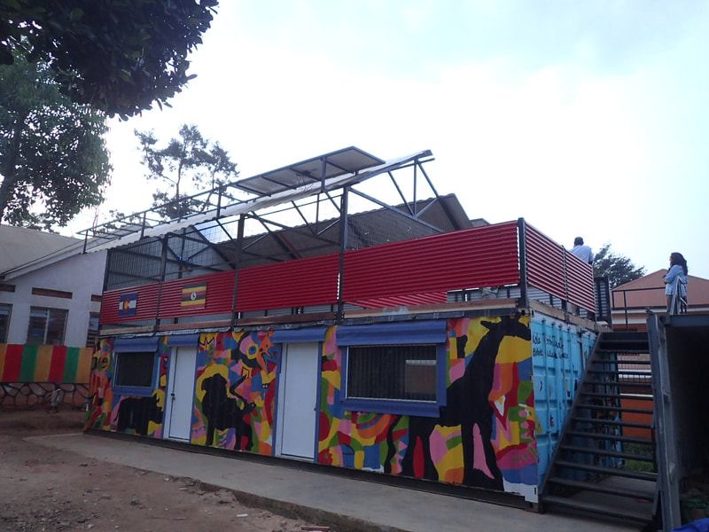 School building near Kampala Uganda constructed from shipping containers